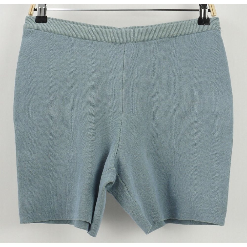 New WAYF '98 Luke‎ Women's Large 5" Bike Shorts In Oasis Blue Fine Rib Knit Knit